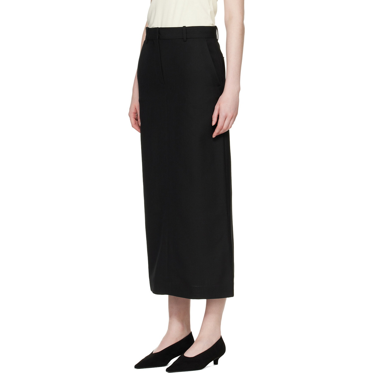 TOTEME Black Low-Waist Straight Maxi Skirt