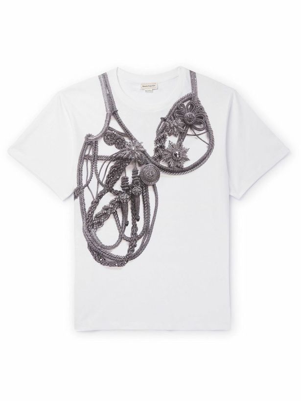 Photo: Alexander McQueen - Slim-Fit Printed Cotton-Jersey T-Shirt - White