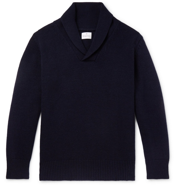 Photo: Kingsman - Shawl-Collar Wool and Cashmere-Blend Sweater - Blue