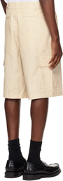 Lacoste Beige Straight Fit Printed Bermuda Shorts