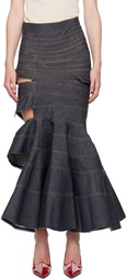 Junya Watanabe Indigo Cutout Denim Maxi Skirt