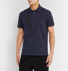 Valentino - Slim-Fit Logo-Print Cotton-Piqué Polo Shirt - Blue