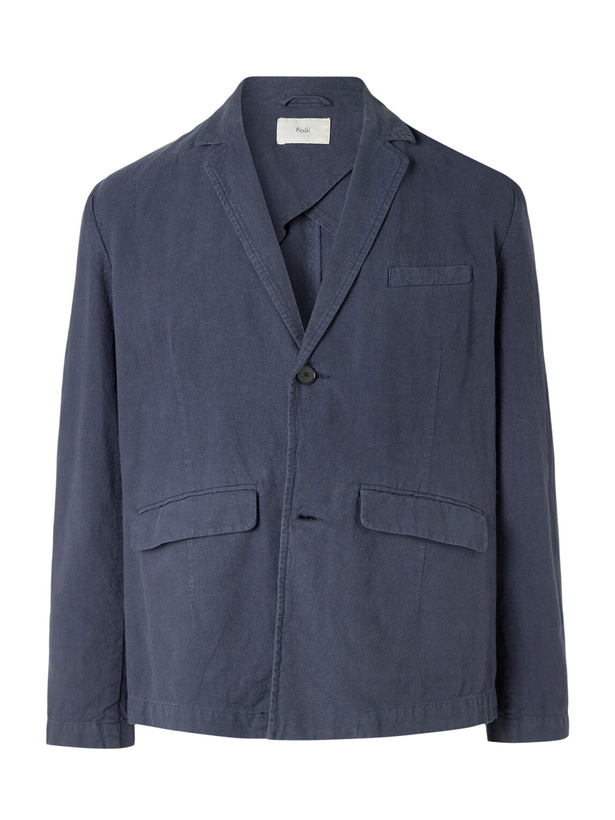 Photo: Folk - Lunar Linen and Cotton-Blend Blazer - Blue