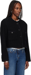 TONYWACK Black Tweed Cropped Wool Jacket