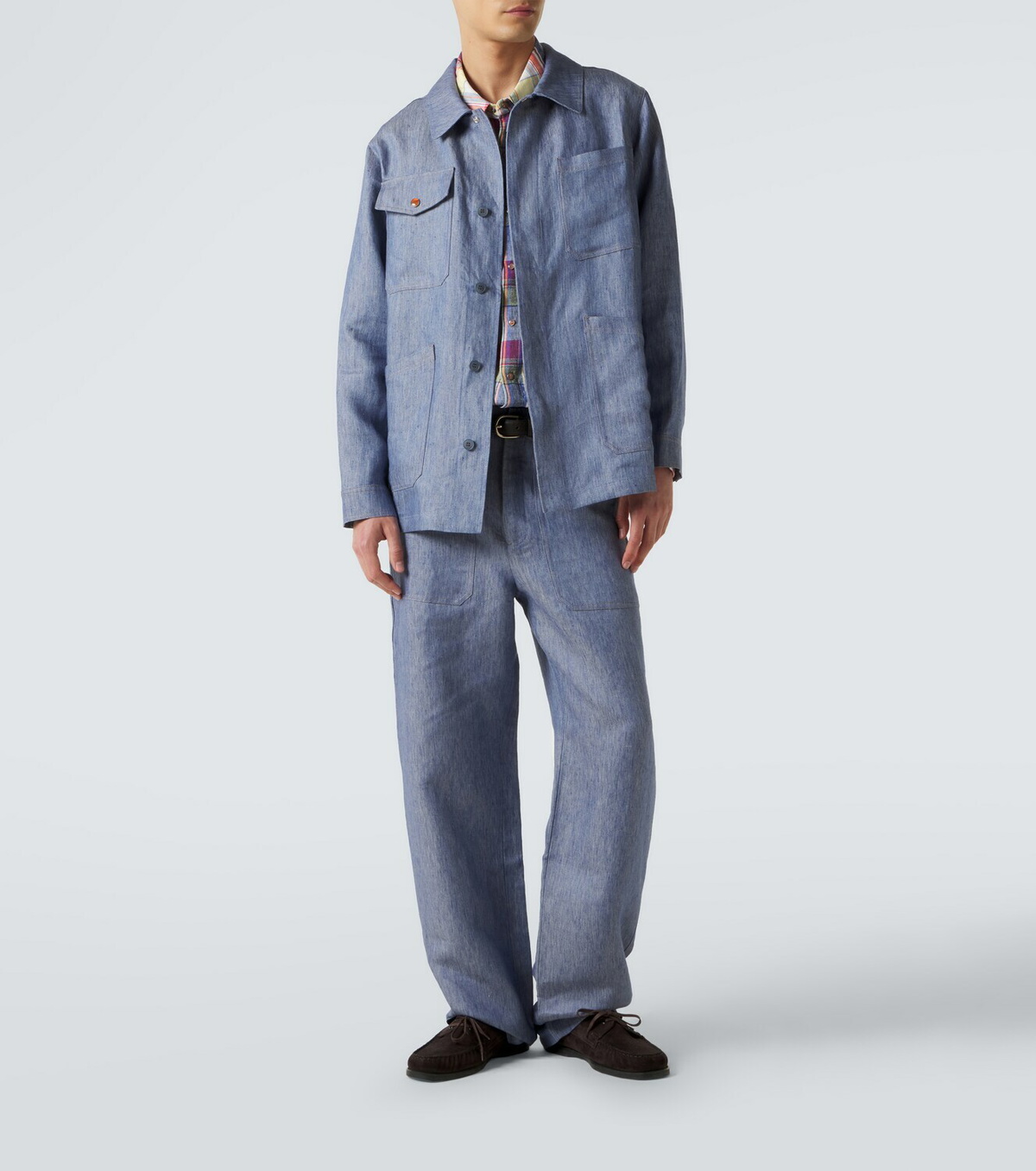 God's True Cashmere Linen denim jacket with carnelian