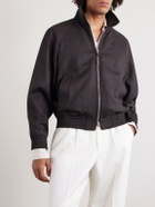TOM FORD - Leather-Trimmed Wool and Silk-Blend Jacket - Brown
