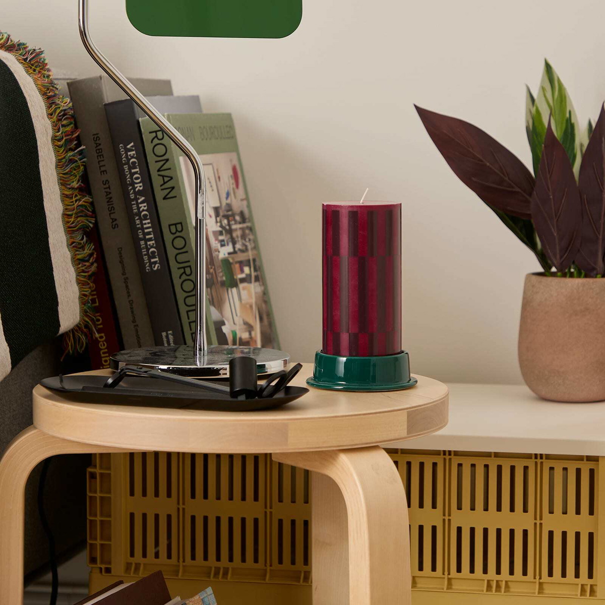 HAY Column Candle - Small in Wine/Bordeaux 