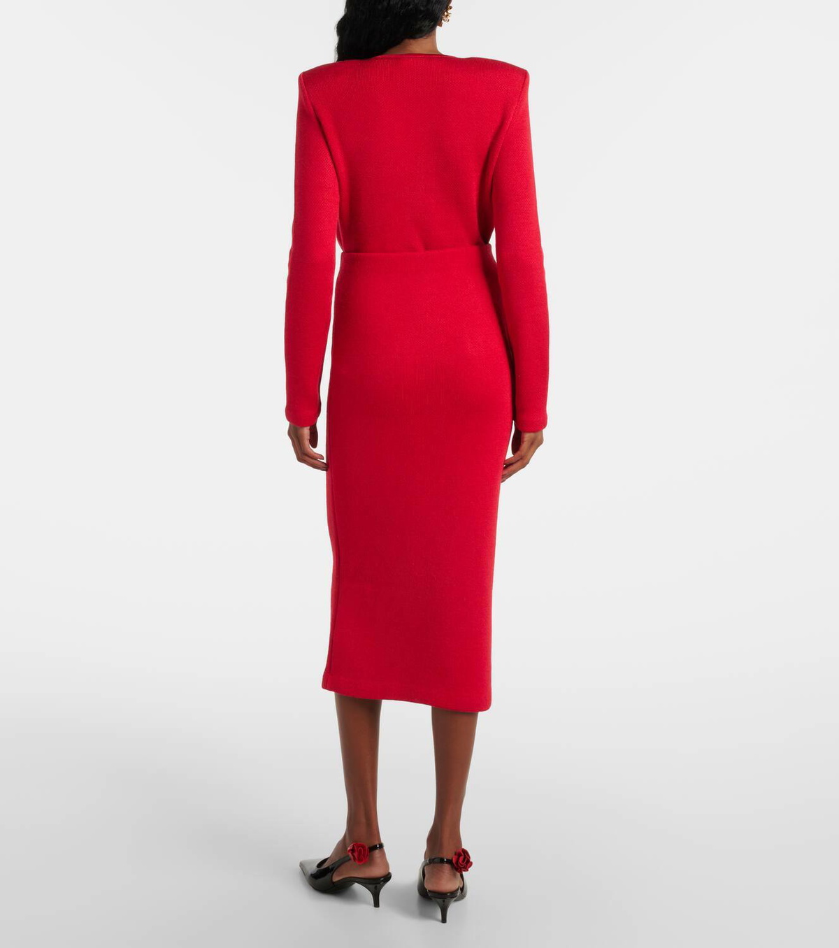 Self-Portrait Embellished knitted midi skirt Self-Portrait