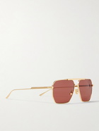 Bottega Veneta - Aviator-Style Gold-Tone Sunglasses