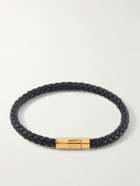 TOM FORD - Gold-Tone and Woven Leather Bracelet - Black