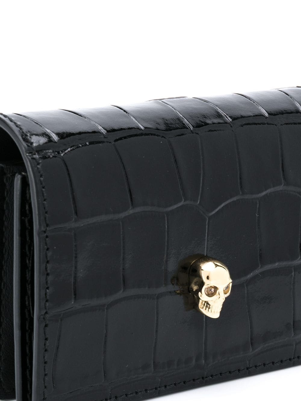 Alexander McQUEEN SKULL CARD 財布 [正規品/関税込/送料込] Women's Embossed Croc Card Holder in Green | McQueen US
