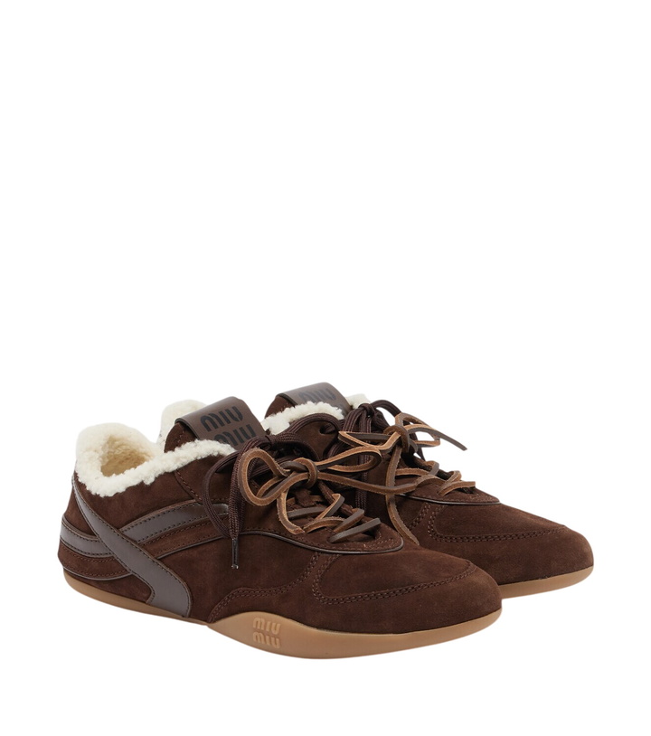 Photo: Miu Miu Gymnasium leather-trimmed suede sneakers
