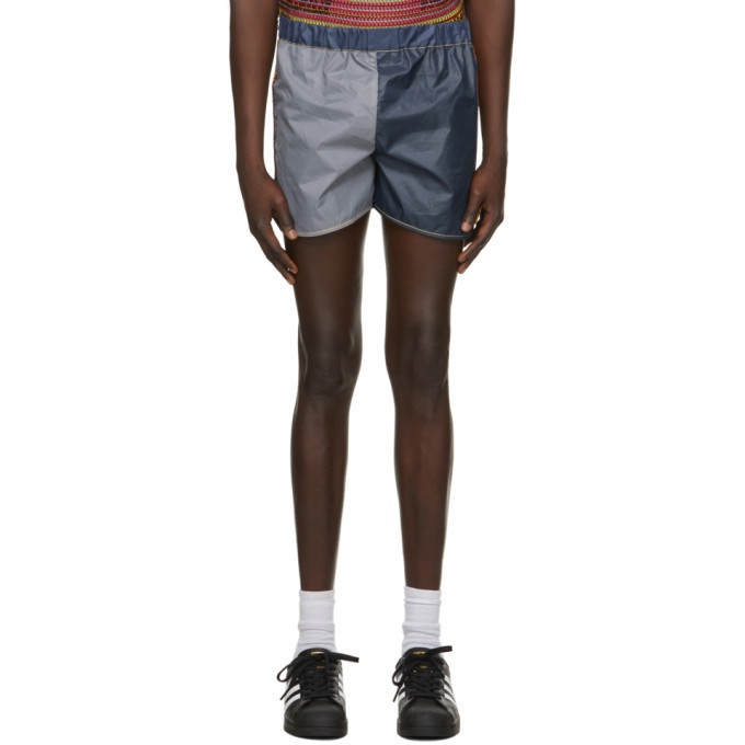 Photo: Bethany Williams Navy and Grey Attenzione Tent Shorts