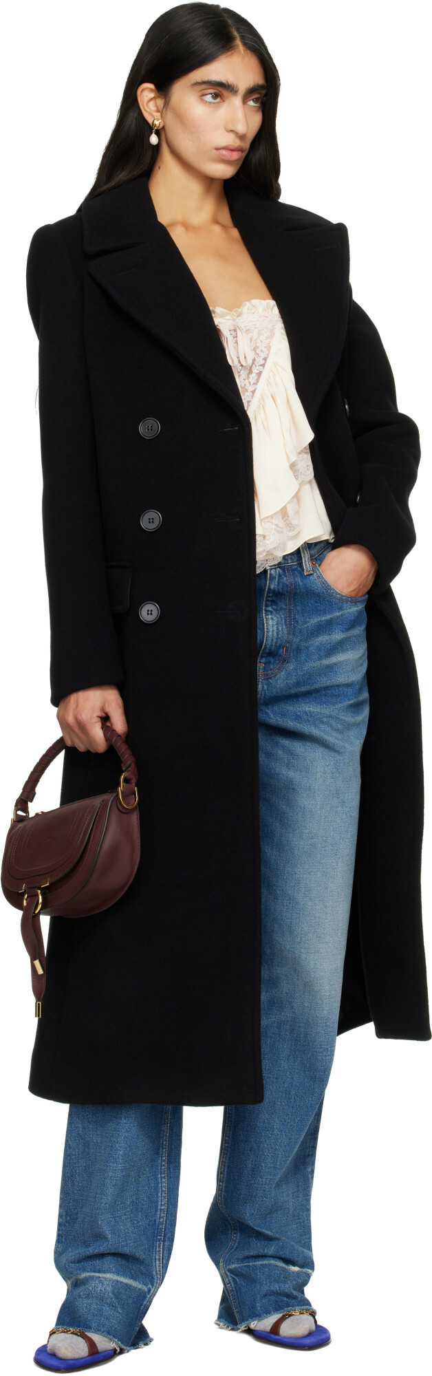 Chloé Black Long Double-Breasted Coat