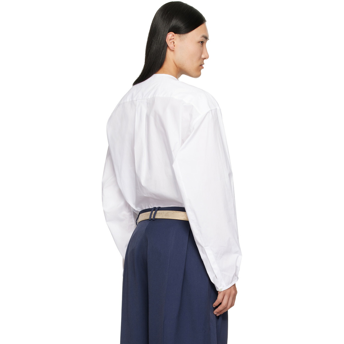 Hed Mayner White Band Collar Shirt
