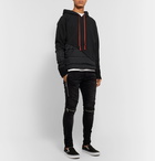 Greg Lauren - Embroidered Panelled Jersey and Quilted Shell Hoodie - Black