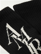 AMIRI - Stack Logo-Jacquard Ribbed Cotton-Blend Socks - Black