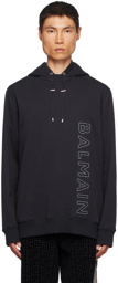 Balmain Navy Embossed Hoodie