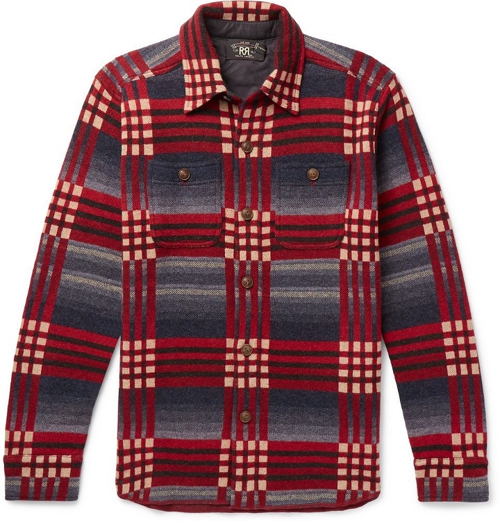 Photo: RRL - Checked Wool and Cashmere-Blend Jacquard Shirt - Men - Red