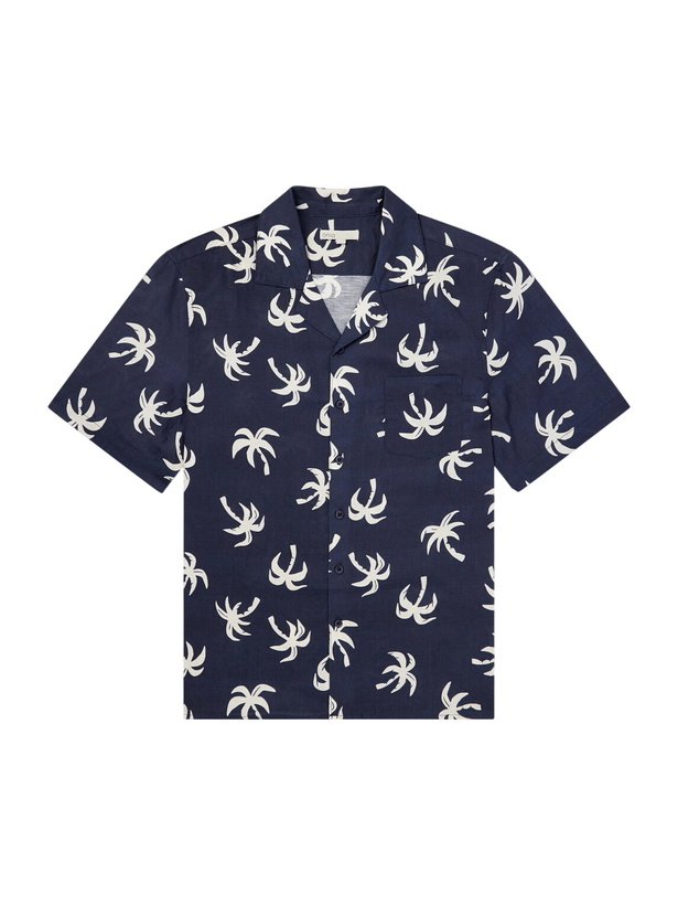 Photo: Onia - Camp-Collar Printed Linen and Lyocell-Blend Shirt - Blue