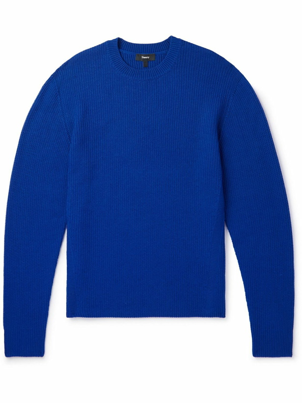 Photo: Theory - Ribbed Merino Wool Sweater - Blue