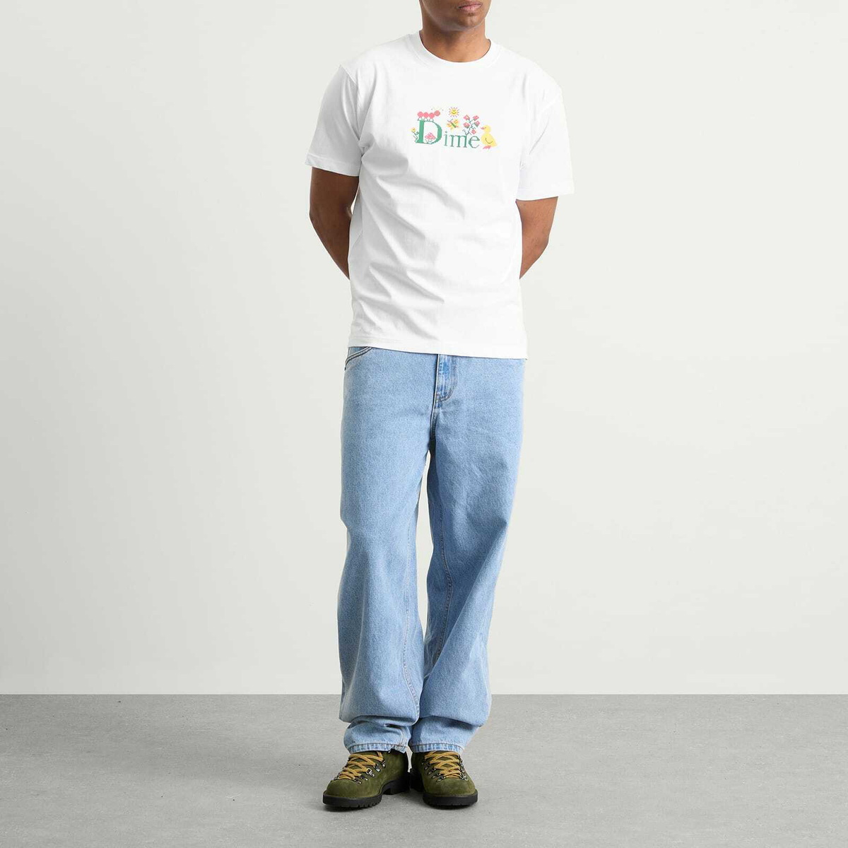 Dime Men's Classic Cross Stitch T-Shirt in White
