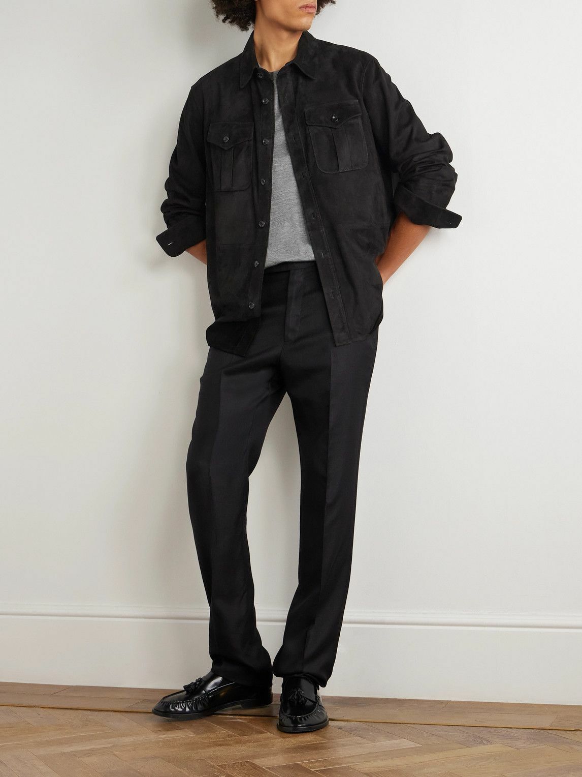 Ralph Lauren Purple label - Barron Suede Overshirt - Black