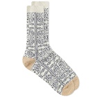 Anonymous Ism Paisley Crew Sock in Ivory