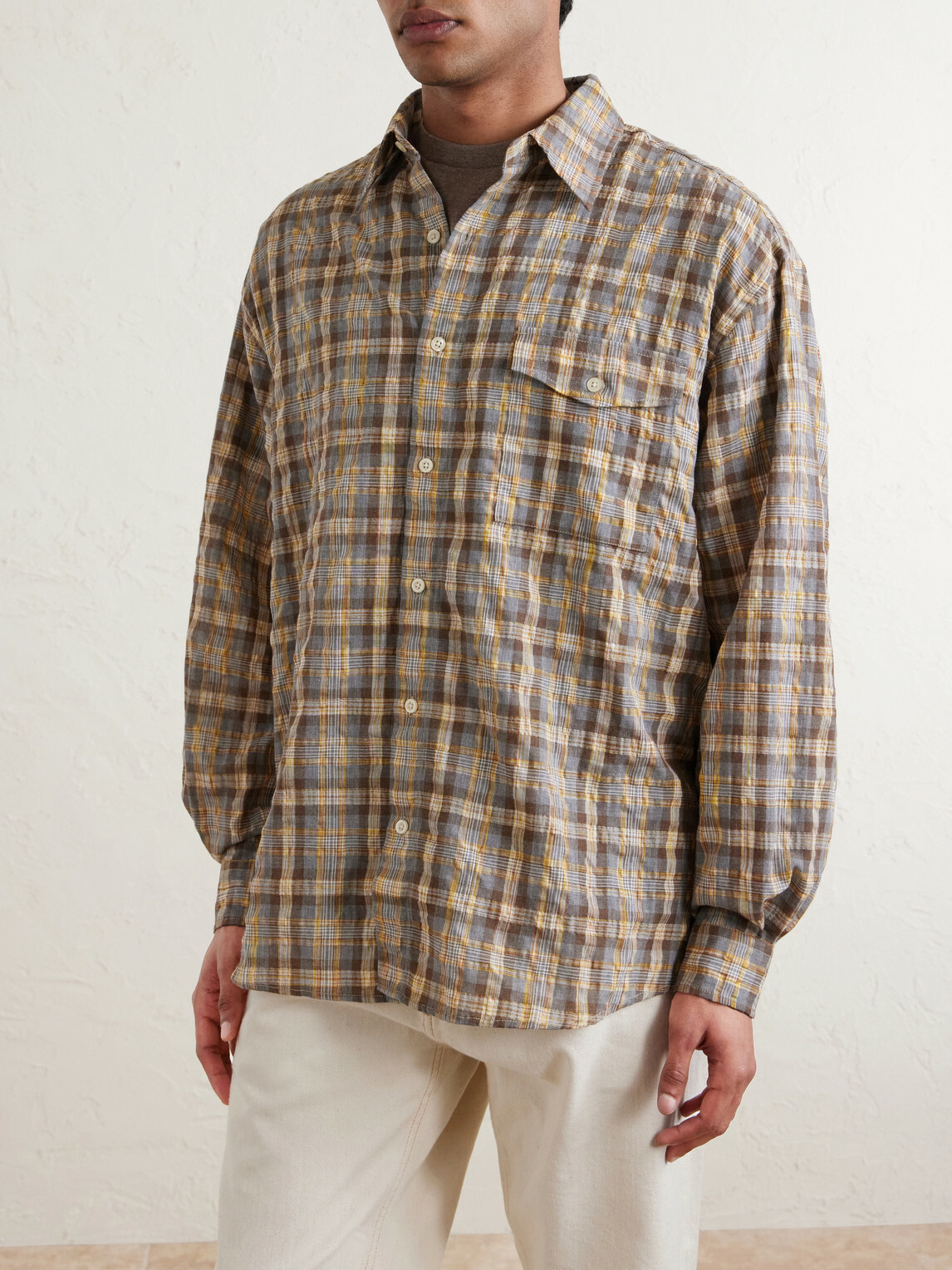 FrizmWORKS - Checked Woven Shirt - Brown