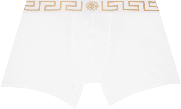 Photo: Versace Underwear White Greca Border Boxers