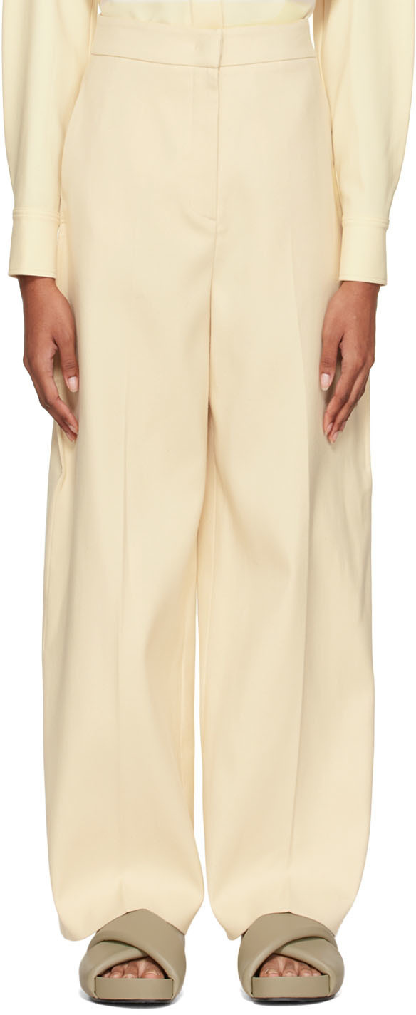 Recto Beige Wide-Leg Trousers