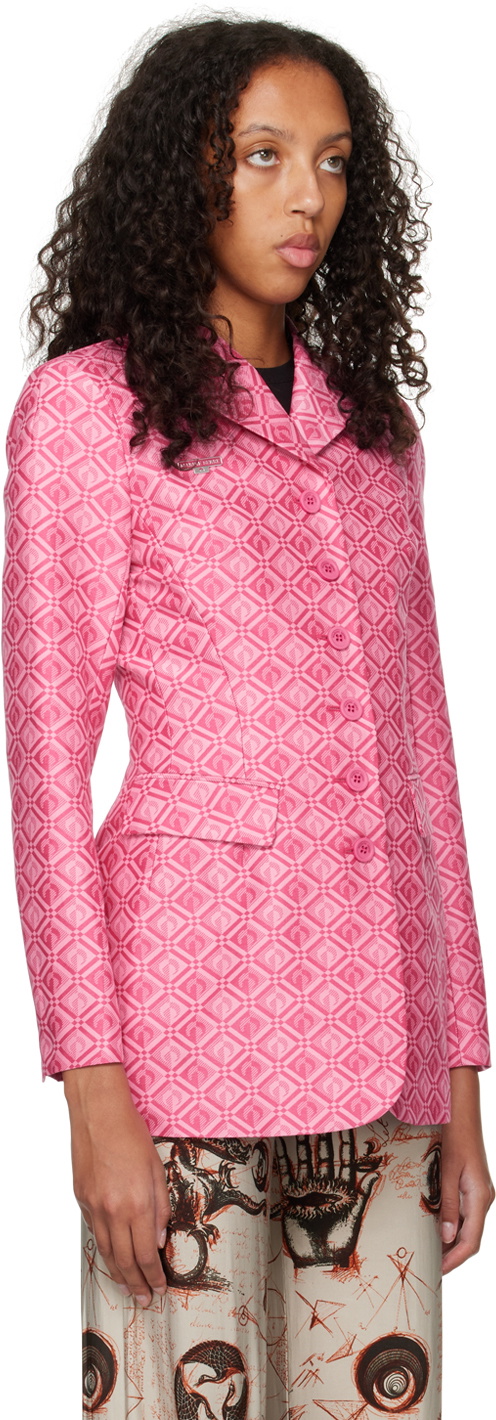 Marine Serre Pink Jacquard Blazer