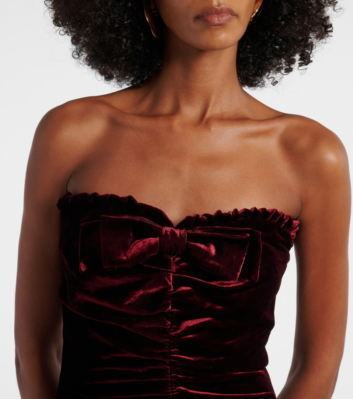 Alessandra Rich Bow-detail ruched velvet gown