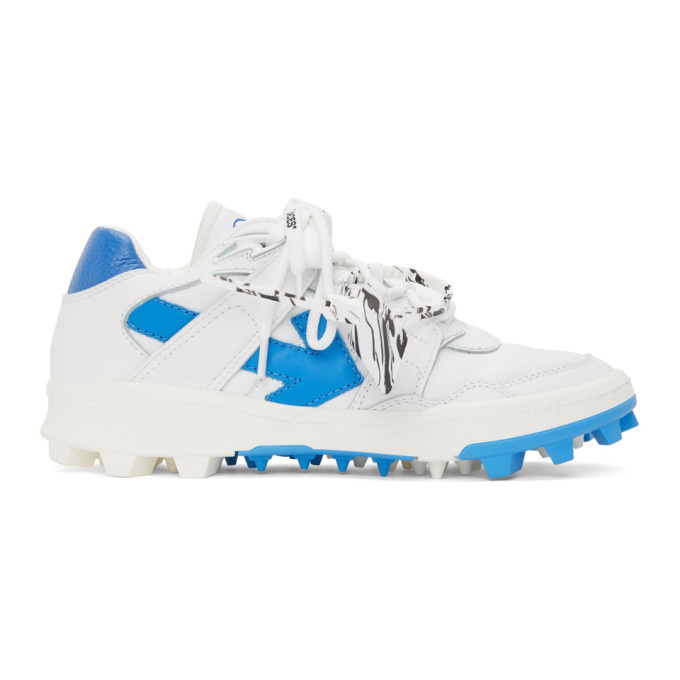 Photo: Off-White White and Blue Mountain Cleats Sneakers
