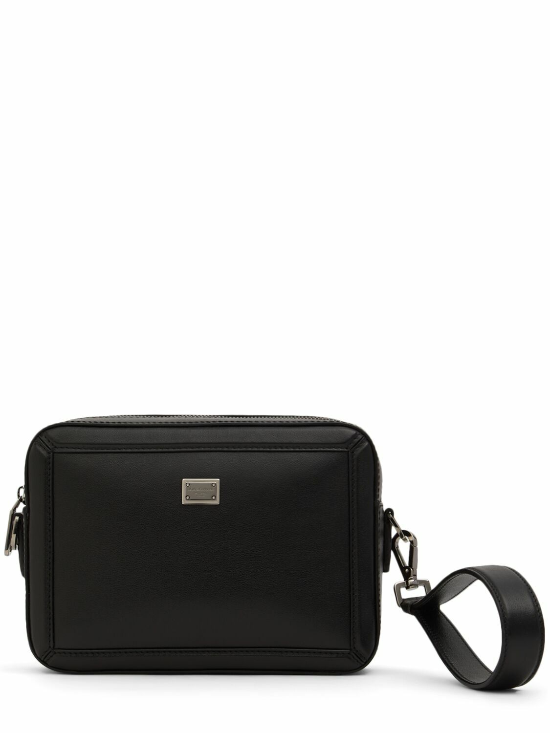 Dolce & Gabbana Black Patent Leather Logo Plaque Crossbody Bag