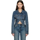 R13 Blue Skinny Wrap Around Denim Trucker Jacket
