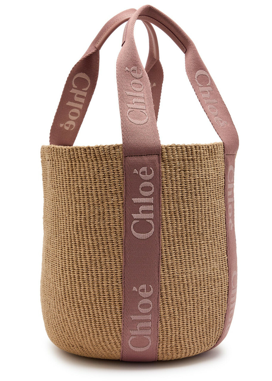 Chloe Woody Large Logo-embroidered Raffia Basket bag - Natural - One Size