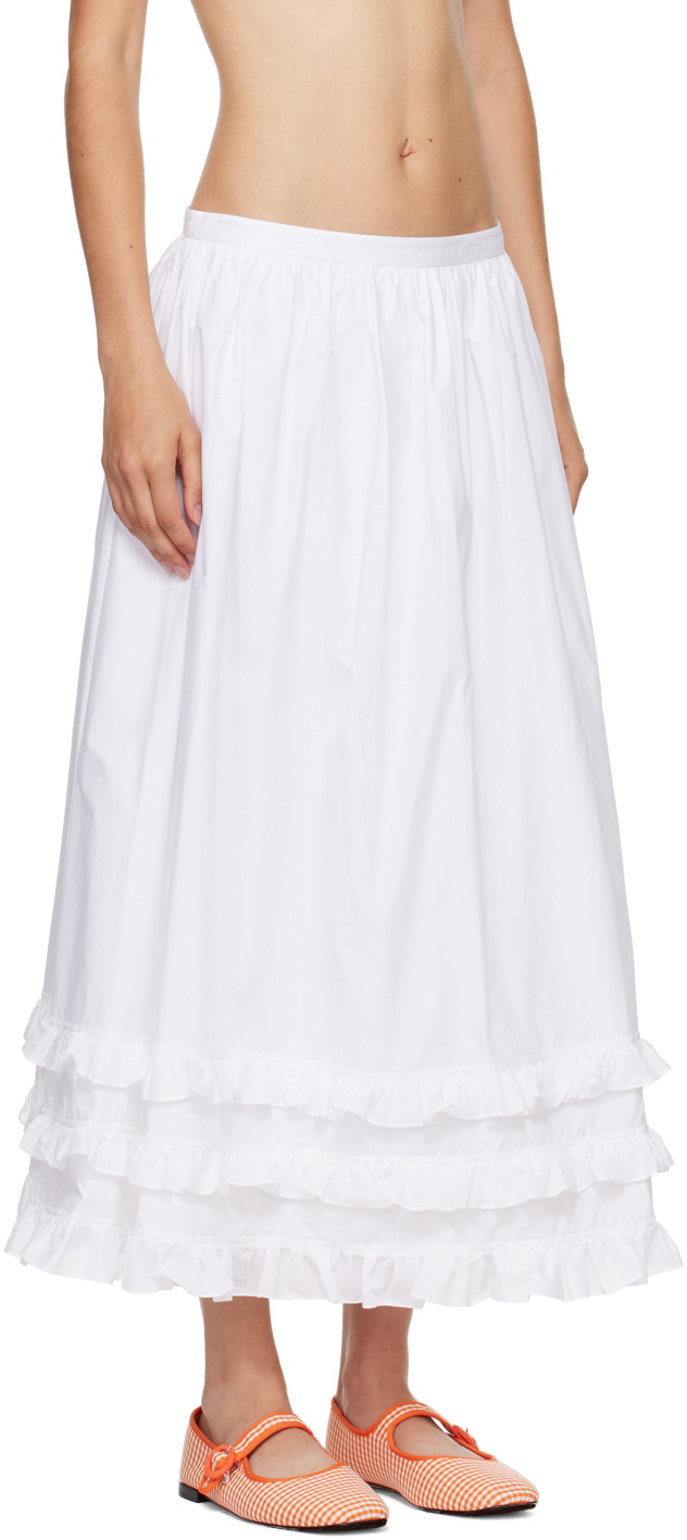 Molly Goddard White Olive Midi Skirt