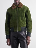 TOM FORD - Shearling-Trimmed Suede Bomber Jacket - Green