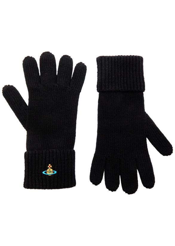Photo: Vivienne Westwood Logo-embroidered Ribbed Wool Gloves Black