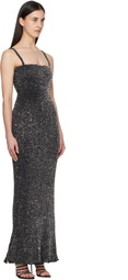 ALAÏA Gray Sequin Knit Maxi Dress