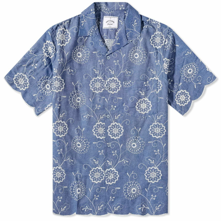 Photo: Portuguese Flannel Men's Denim Embroidery 2 Vacation Shirt in Blue