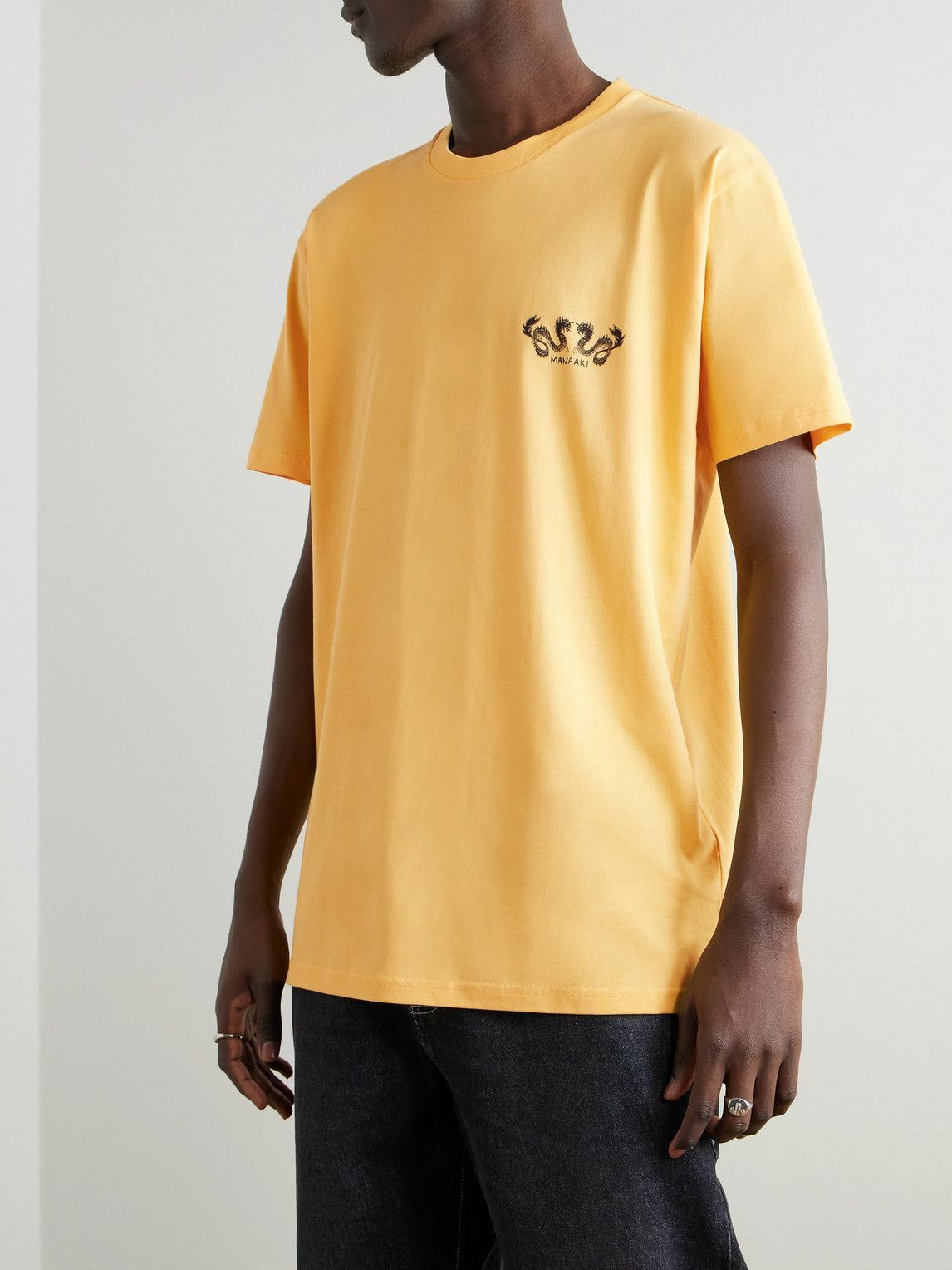 MANAAKI - Taniwha Logo-Print Cotton-Jersey T-Shirt - Yellow