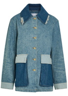 Ganni Patchwork Distressed Denim Jacket