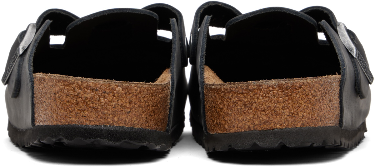 Birkenstock Black Regular Boston Oiled Leather Slip-on Loafers