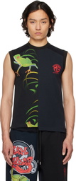 Marine Serre Black Regenerated Graphic T-shirts Tank Top