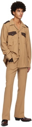 Ernest W. Baker Tan Contrast Pocket Shirt