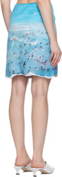 ABRA Blue Poster Denim Miniskirt