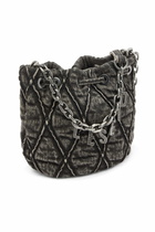 Diesel Charm-D - Bucket bag in acid-wash quilted denim - Shoulder Bags Womens in Grey