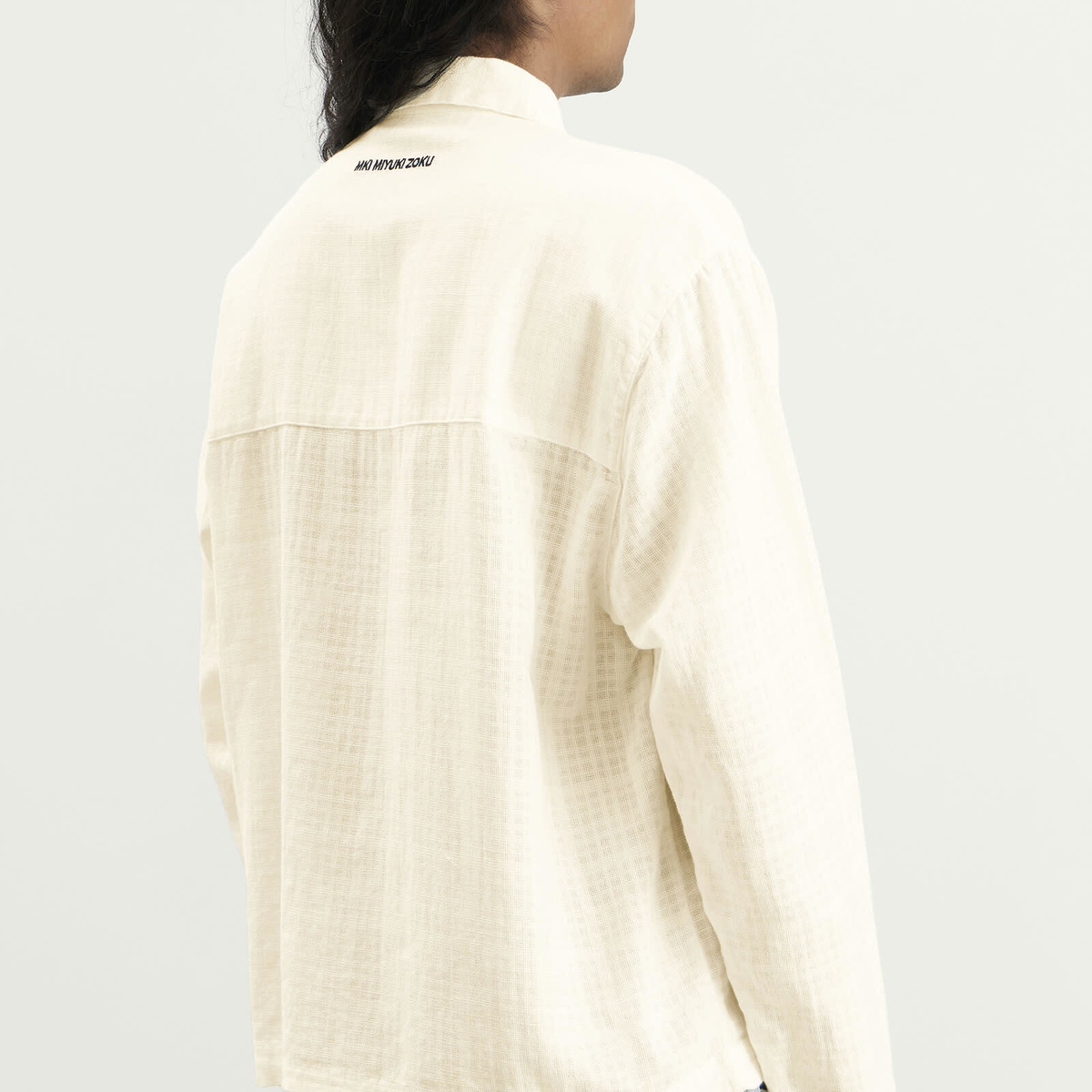 MKI Men's Loose Weave Check Rider Jacket in Bone